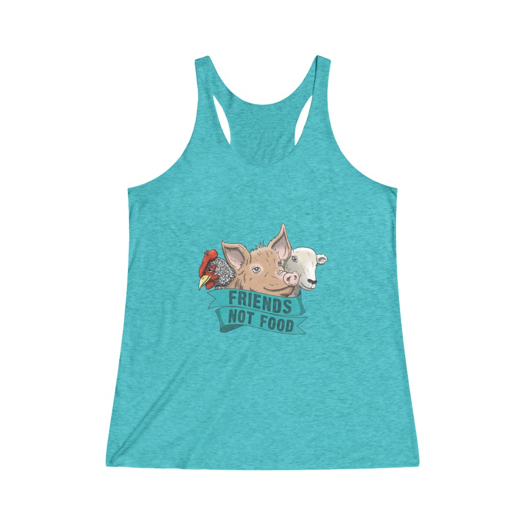 Friends Not Food - Women's Tri-Blend Racerback Tank - Image 2