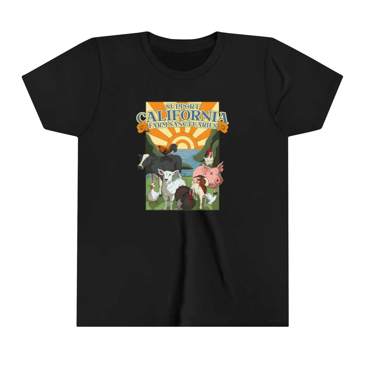 Support California Farm Sanctuaries - Youth Short Sleeve Tee - Image 5