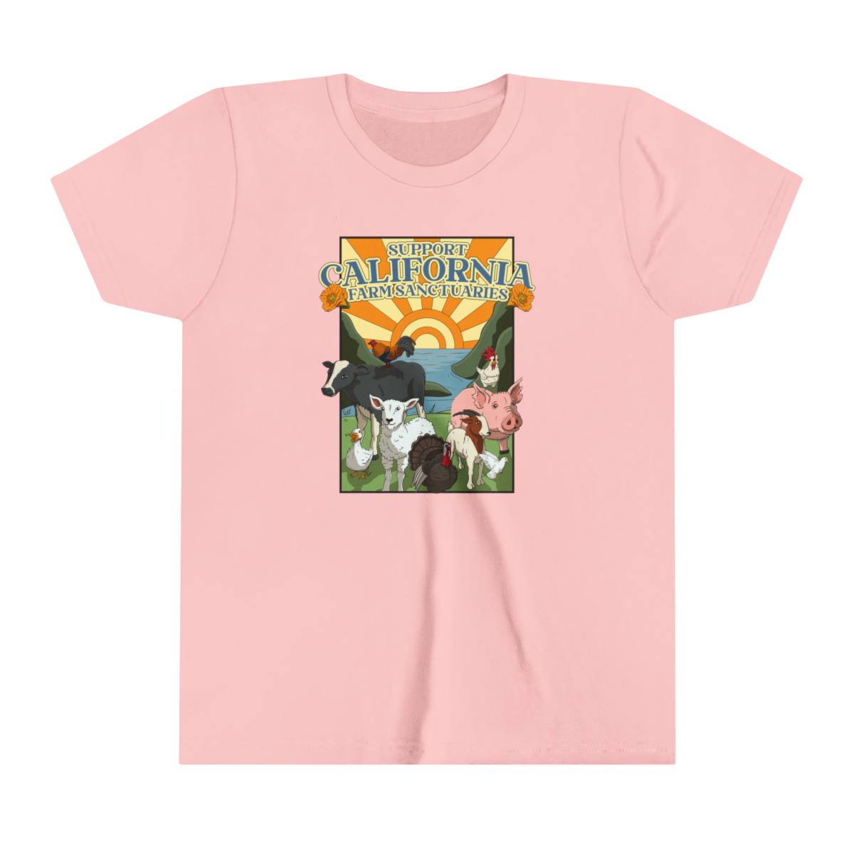 Support California Farm Sanctuaries - Youth Short Sleeve Tee - Image 17