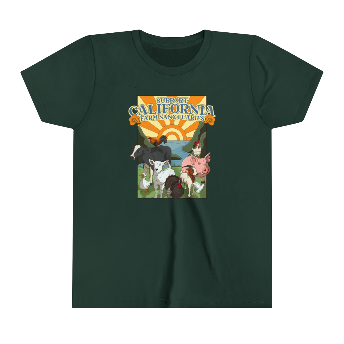 Support California Farm Sanctuaries - Youth Short Sleeve Tee - Image 9