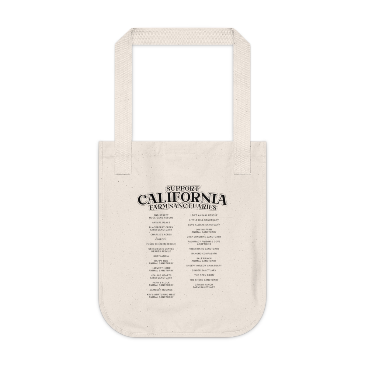 Support California Farm Sanctuaries - Organic Canvas Tote Bag - Image 2