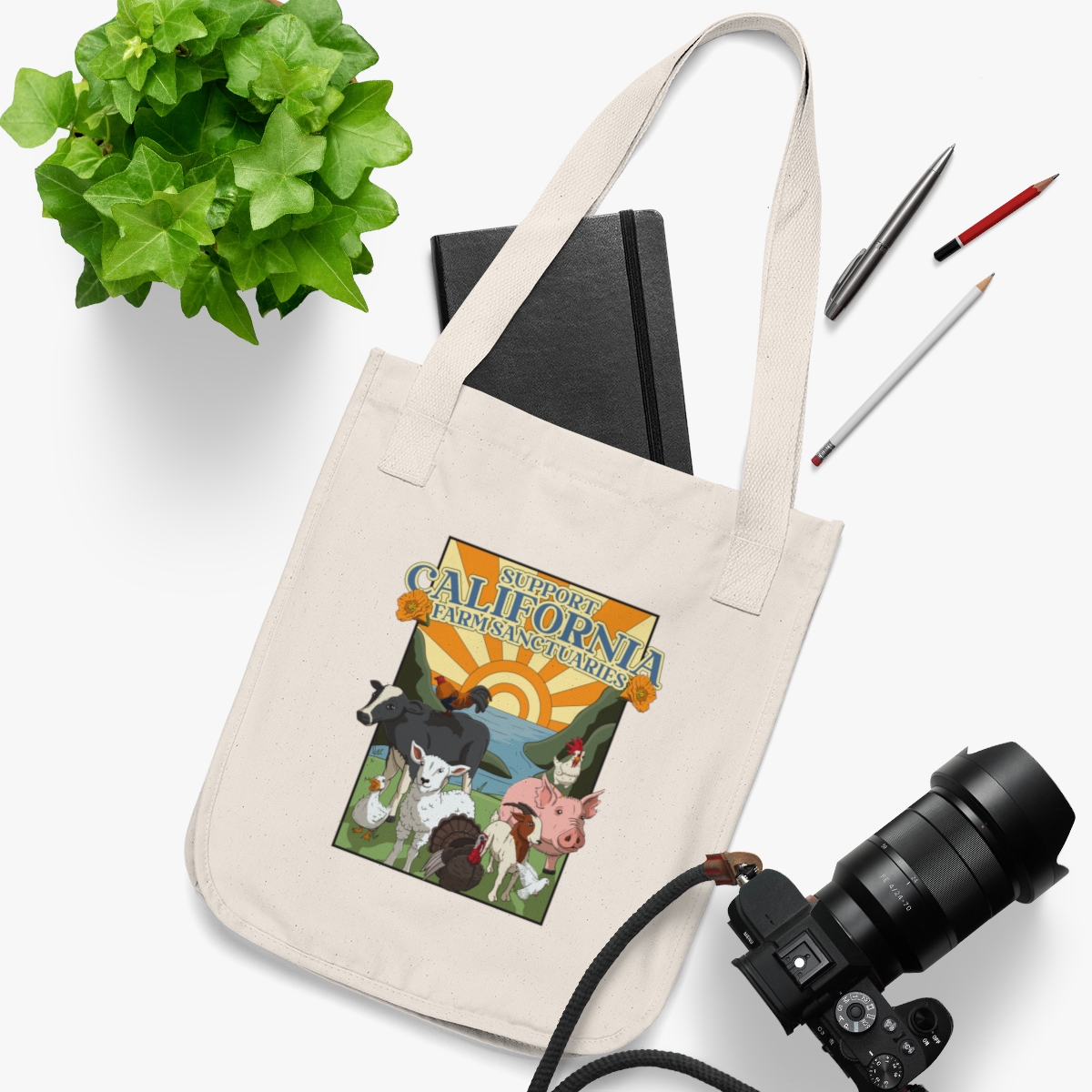 Support California Farm Sanctuaries - Organic Canvas Tote Bag - Image 3