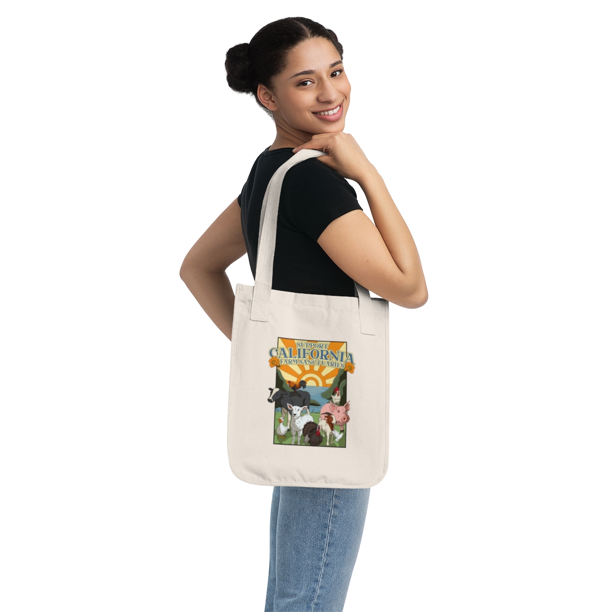 Support California Farm Sanctuaries - Organic Canvas Tote Bag - Image 4