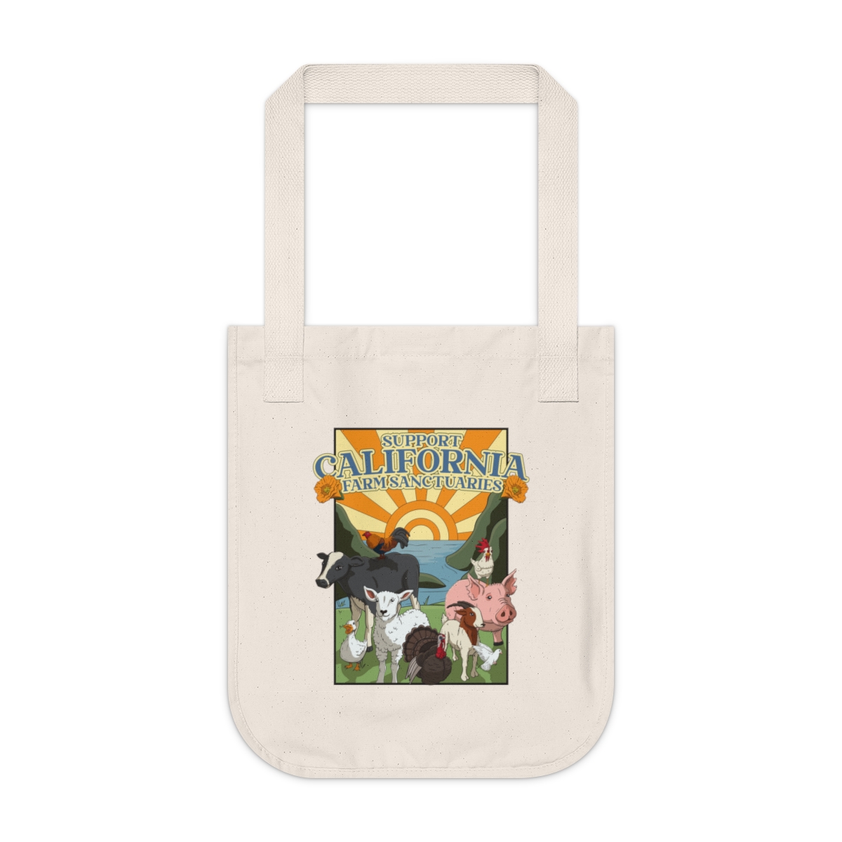 Support California Farm Sanctuaries - Organic Canvas Tote Bag