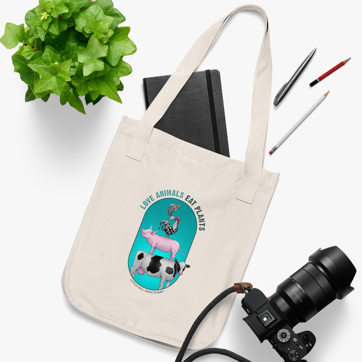 Love Animals Eat Plants - Organic Canvas Tote Bag - Image 3