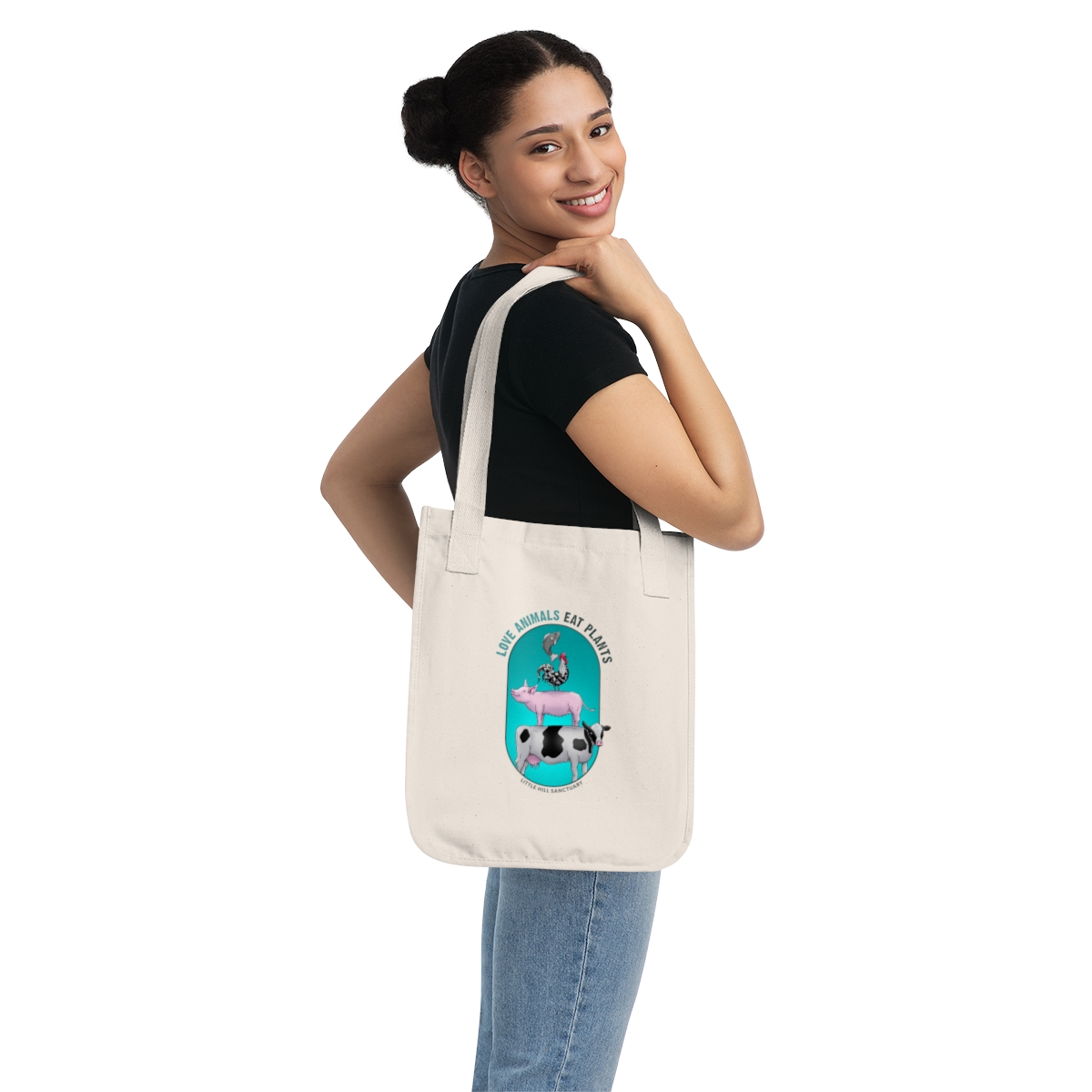 Love Animals Eat Plants - Organic Canvas Tote Bag - Image 4